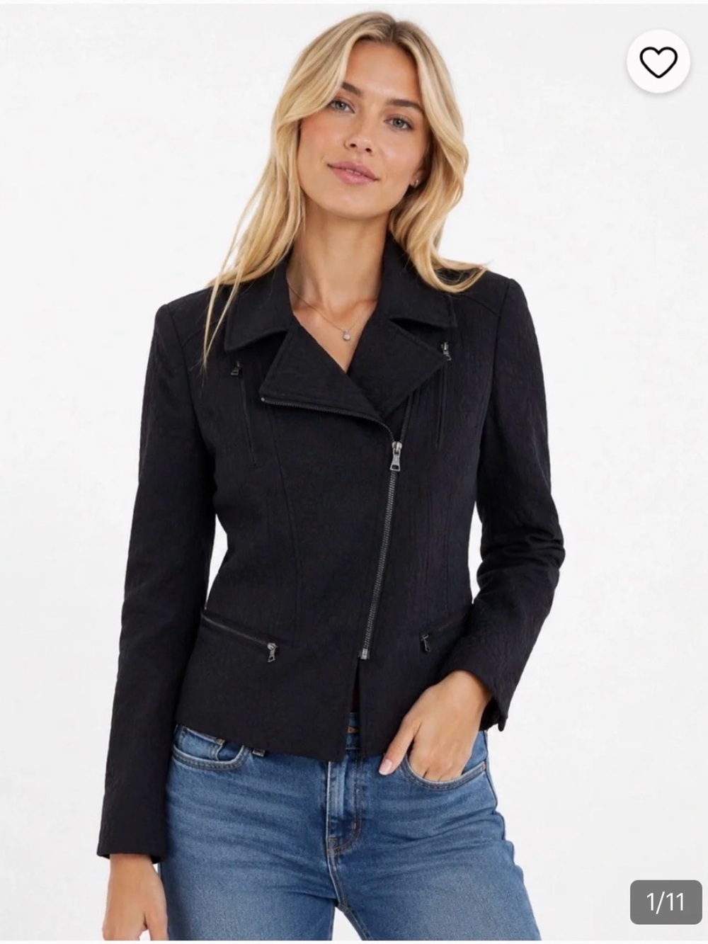 BCBGMAXAZRIA Boe Moto textured Asymetrical Zip Blazer Size L